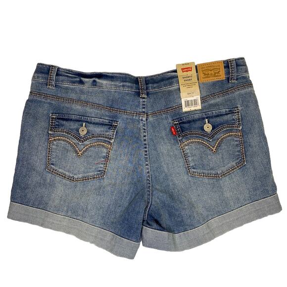 Levi's Denim Shorty Shorts Juniors Size 16 1/2 Pockets Adjustable NWT - Picture 2 of 7